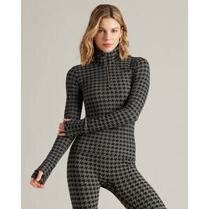 RHONE Black Houndstooth Seamless 1/4 Zip